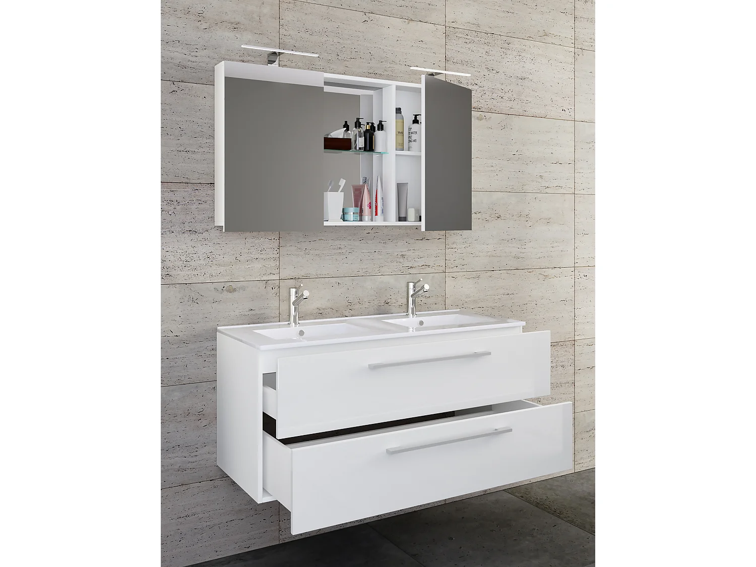 Bathroom furniture washbasin Budasi White H. 127 x W. 112 x D. 46 cm