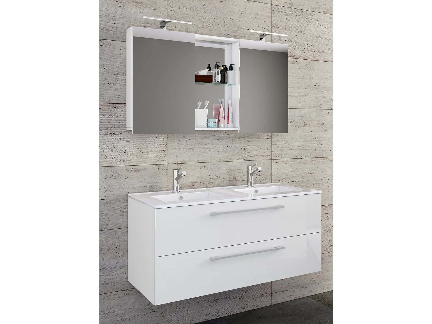Bathroom furniture washbasin Budasi White H. 127 x W. 112 x D. 46 cm