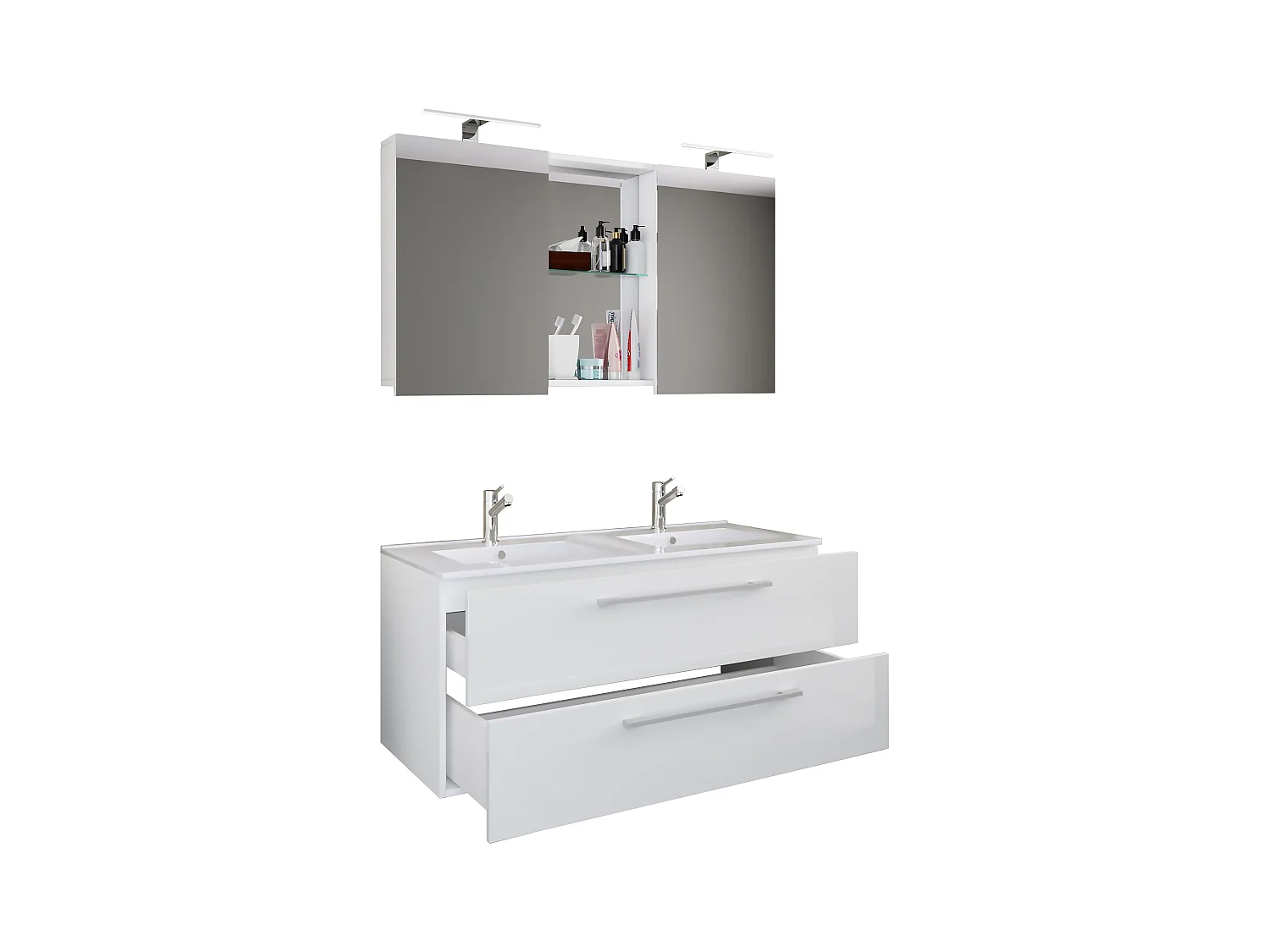 Bathroom furniture washbasin Budasi White H. 127 x W. 112 x D. 46 cm