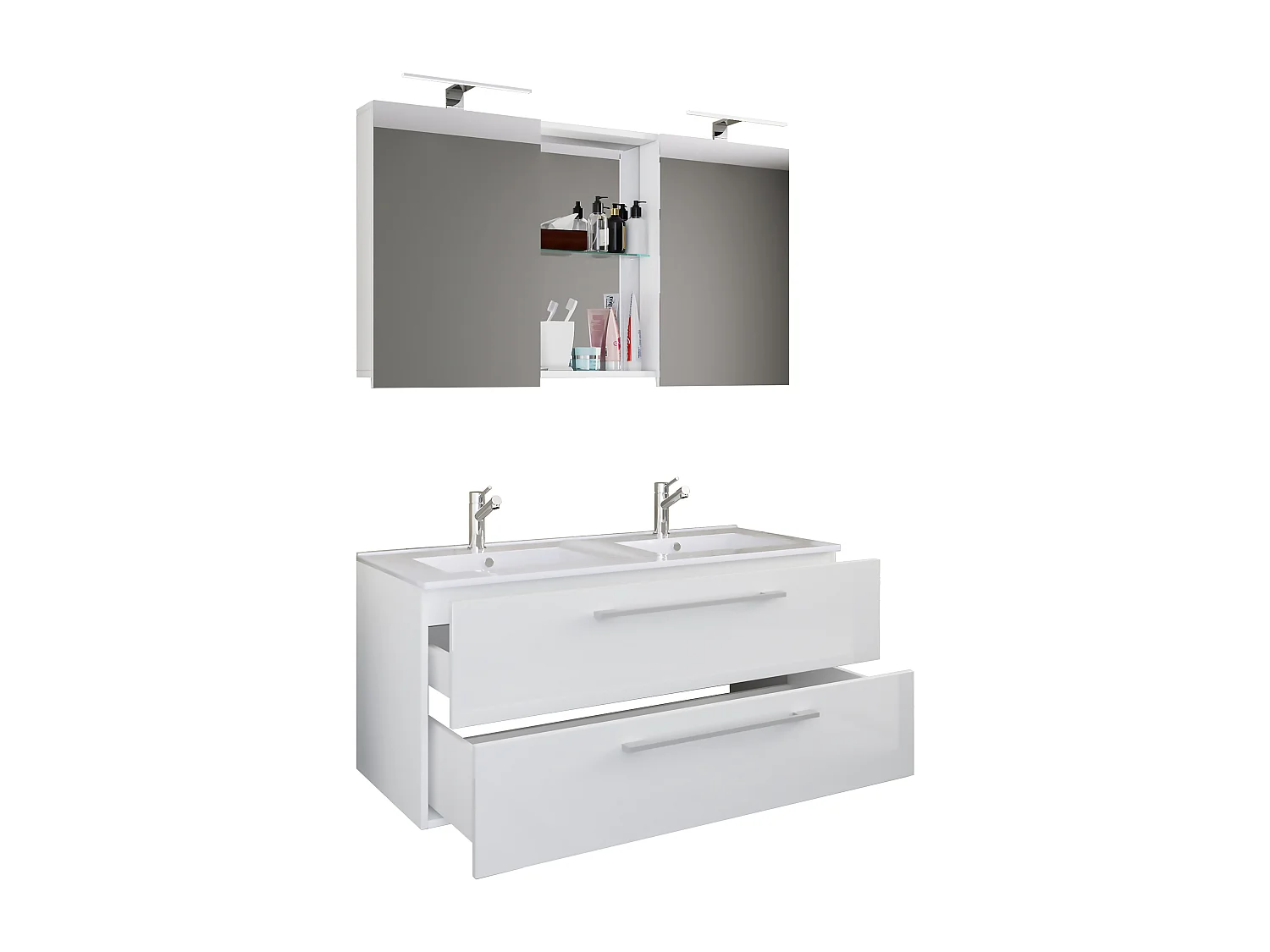 Bathroom furniture washbasin Budasi White H. 127 x W. 112 x D. 46 cm