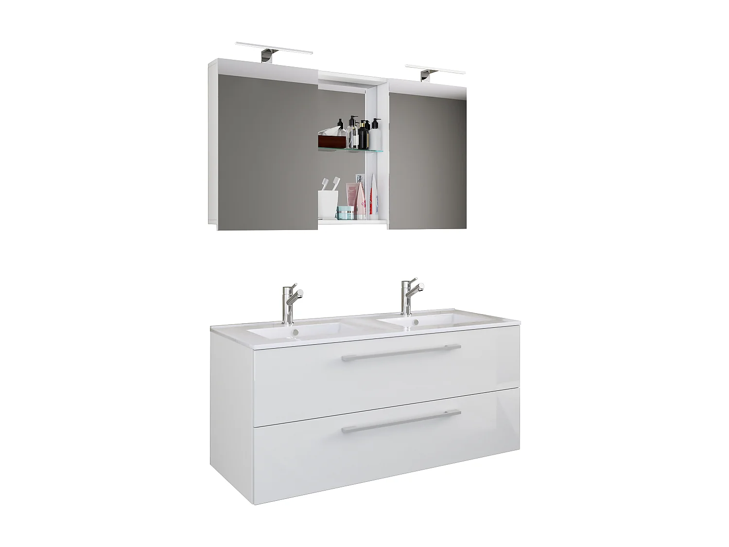 Bathroom furniture washbasin Budasi White H. 127 x W. 112 x D. 46 cm