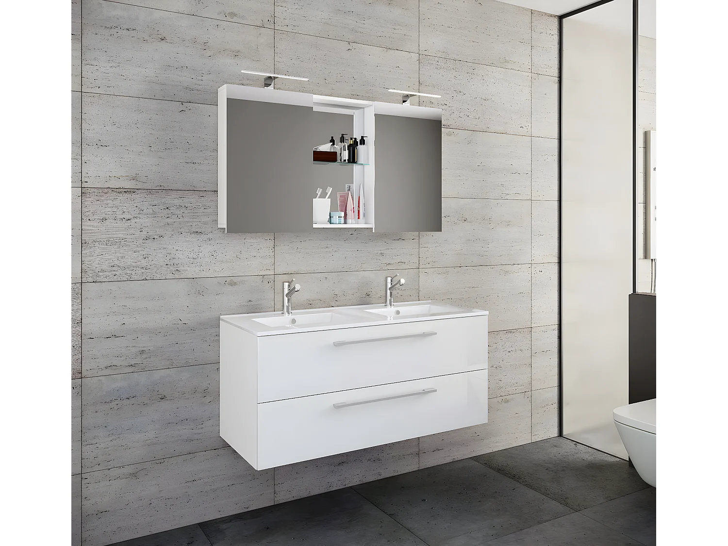 Bathroom furniture washbasin Budasi White H. 127 x W. 112 x D. 46 cm