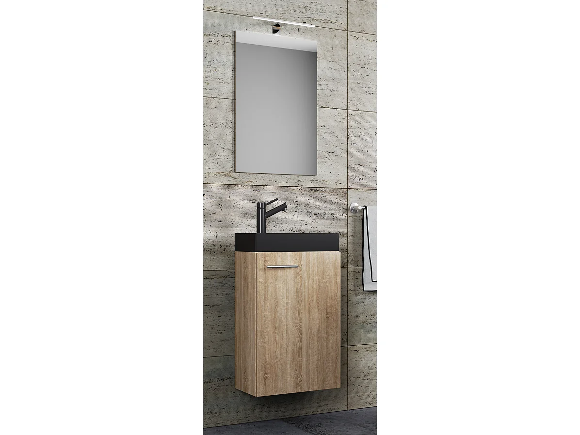 3tlg Waschtisch Slito SP Toilette schmal Schwarz