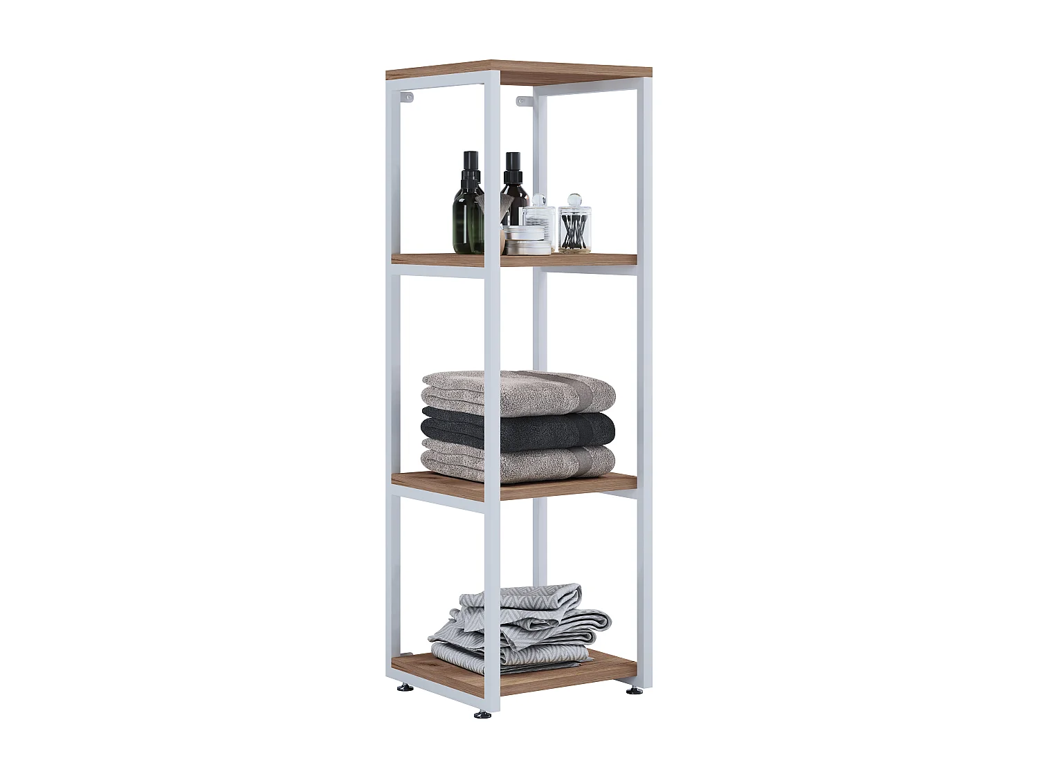 Bathroom furniture high cabinet Bitila White / Honey oak H. 112 x W. 35 x D. 35 cm