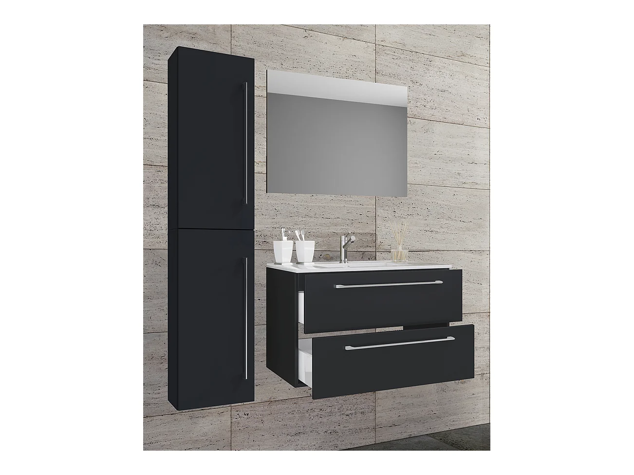 4-tlg. Waschplatz Waschtisch Badinos Schublade SP