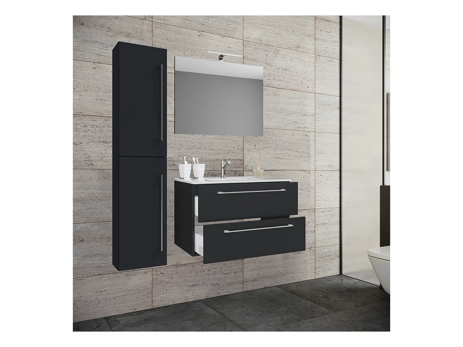 4-tlg. Waschplatz Waschtisch Badinos Schublade SP