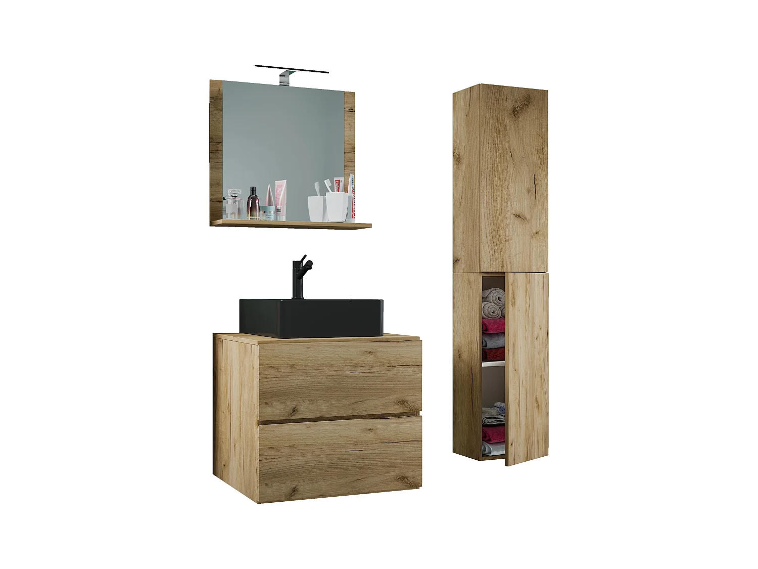 4-tlg Waschtisch Badmöbel Lendas 60 cm L Schublade