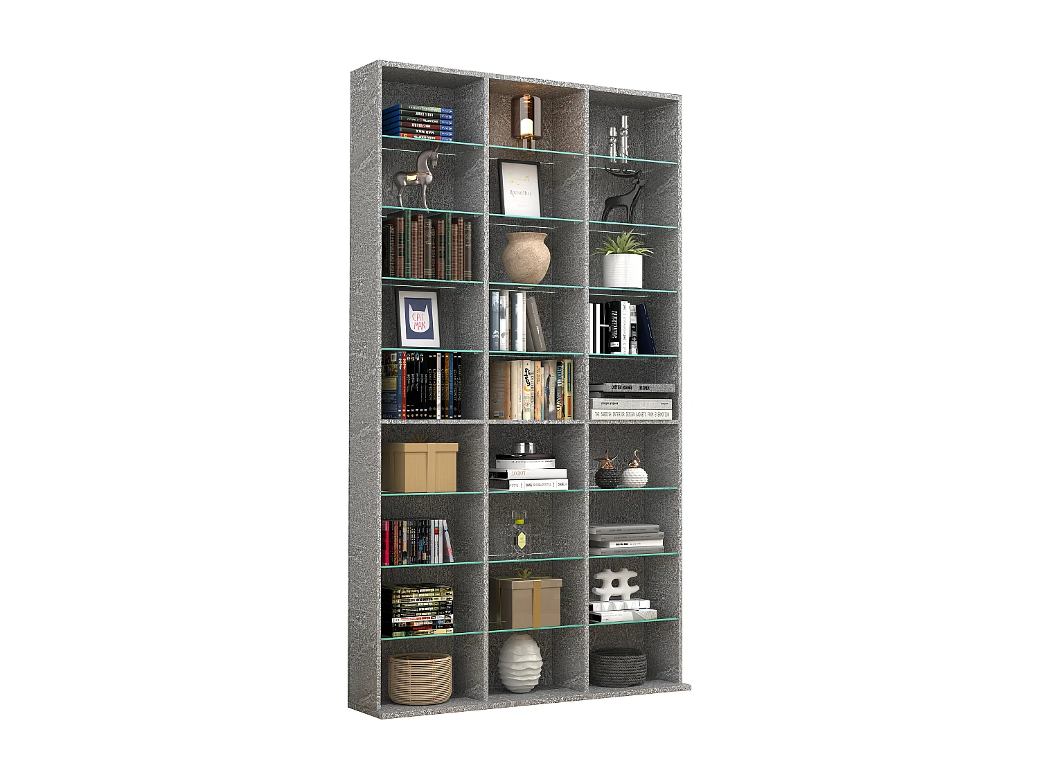 VCM Madeira CD DVD Prateleira Estante Sala Divisor Decoração Prateleira Vidro Zilas XL (Óptica de Concreto)