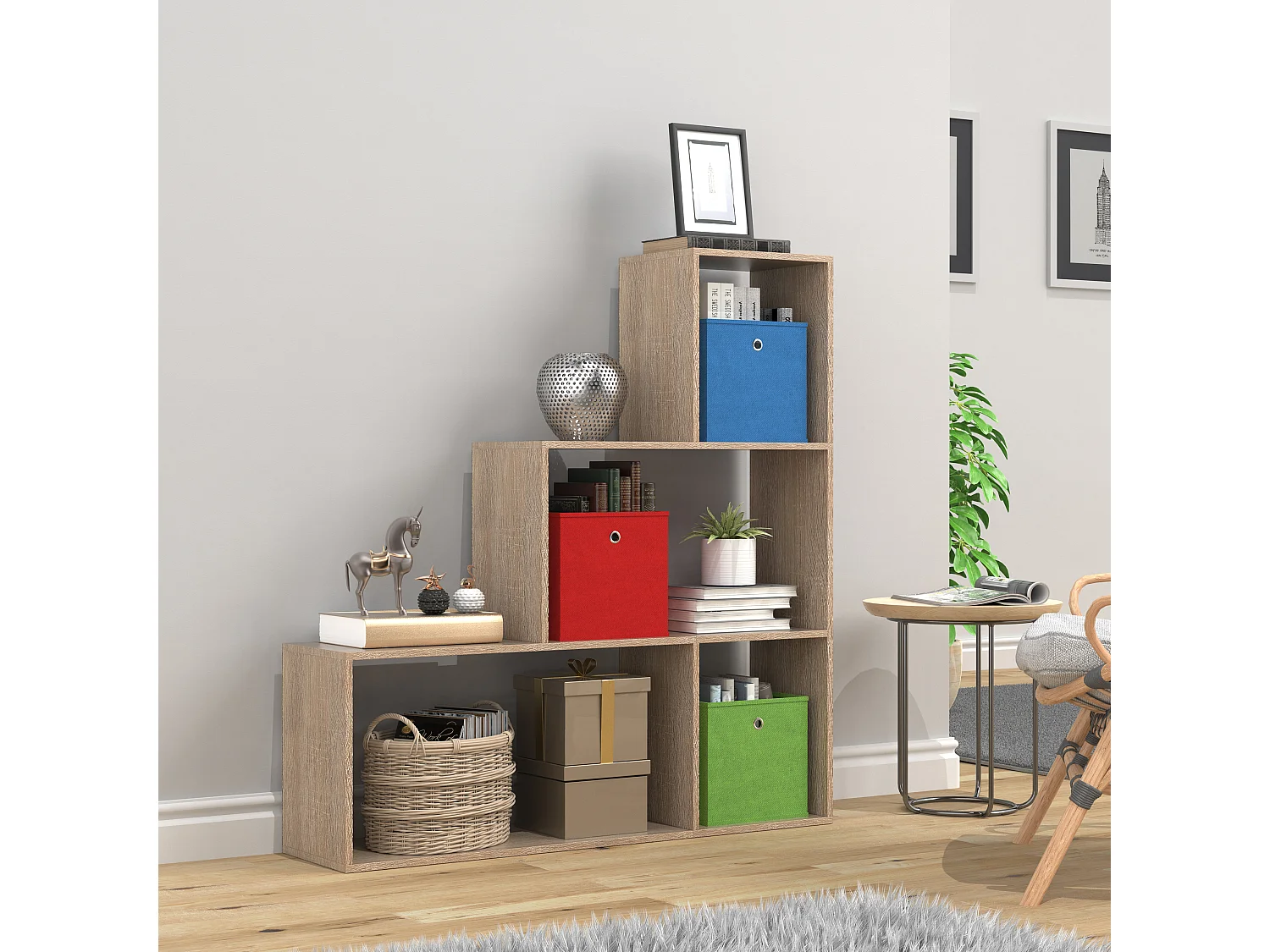 Holz Regal Raumteiler Standregal Bücher Dubila M