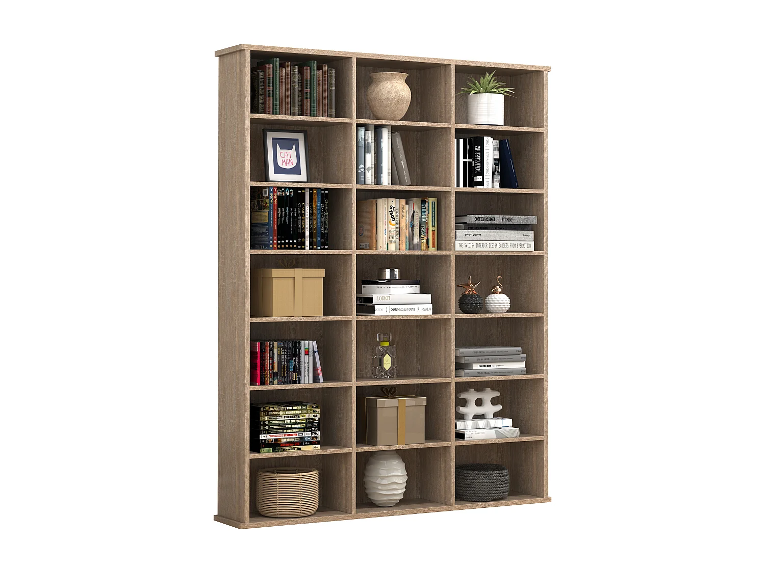 VCM Bois CD DVD Étagère sur pied Étagère à livres Étagère à médias Séparation de pièce Étagère déco Megosa M (Chêne Sonoma)