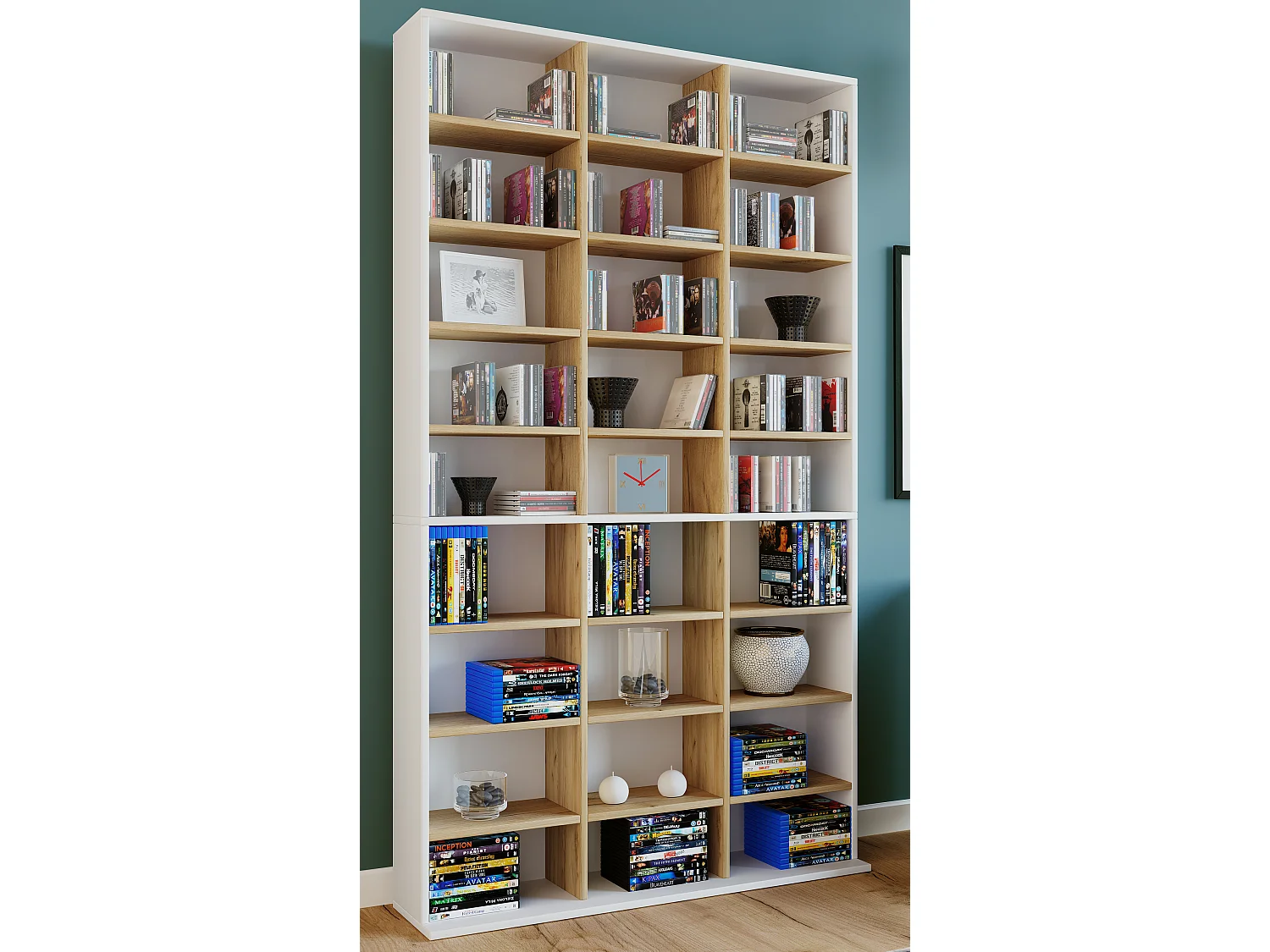 Stand Rack Megosa White / Honey oak H. 181 x W. 102 x D. 23 cm