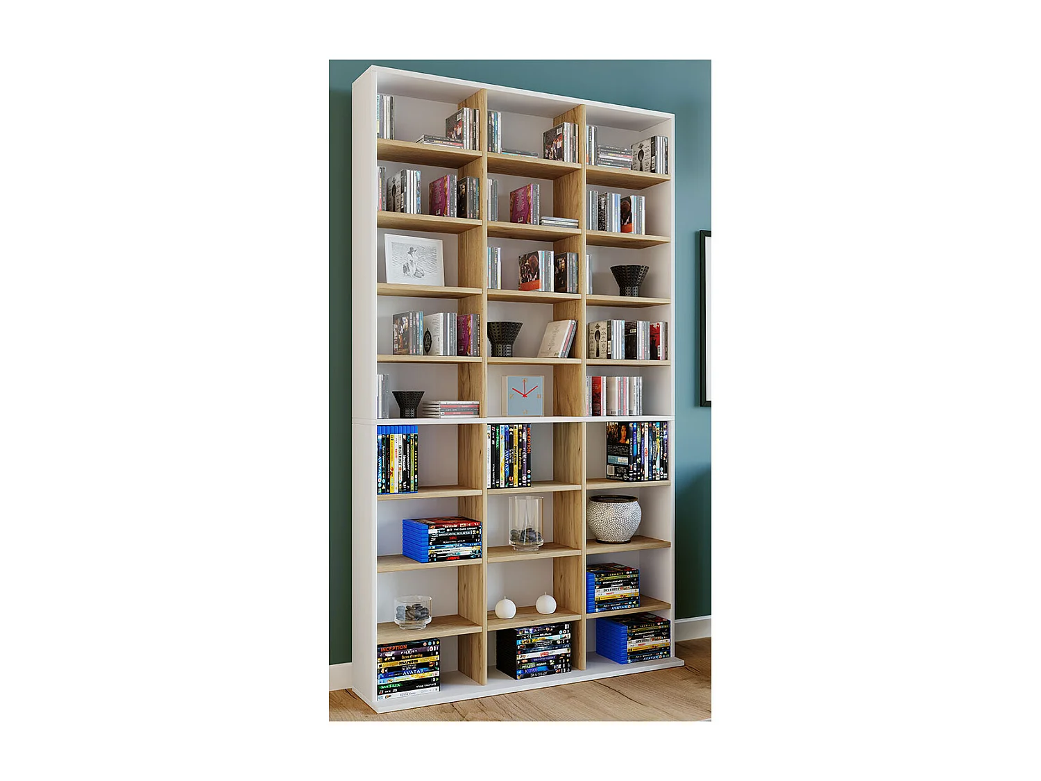 Stand Rack Megosa White / Honey oak H. 181 x W. 102 x D. 23 cm