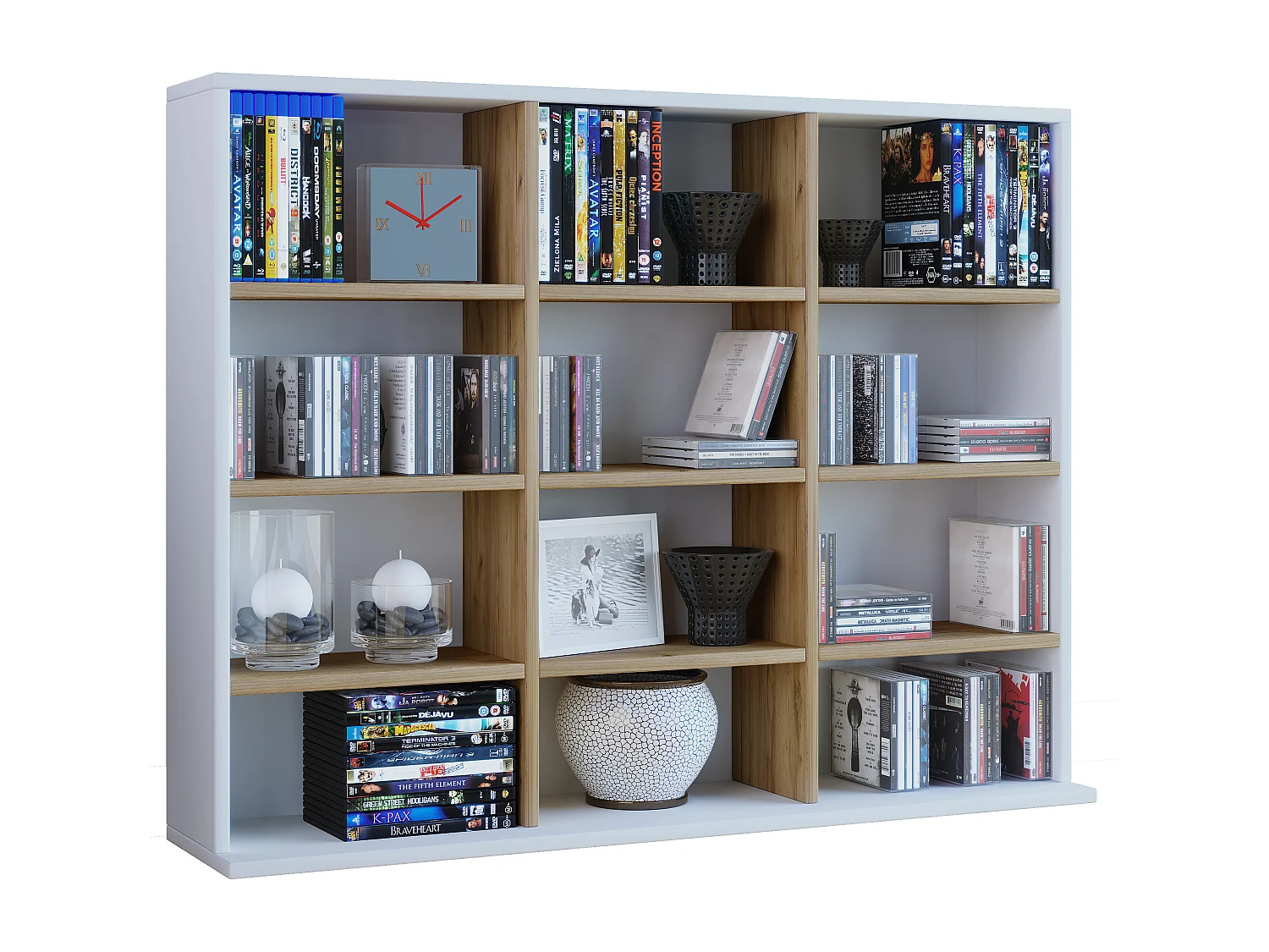 Stand Rack Megosa White / Honey oak H. 82 x W. 102 x D. 23 cm