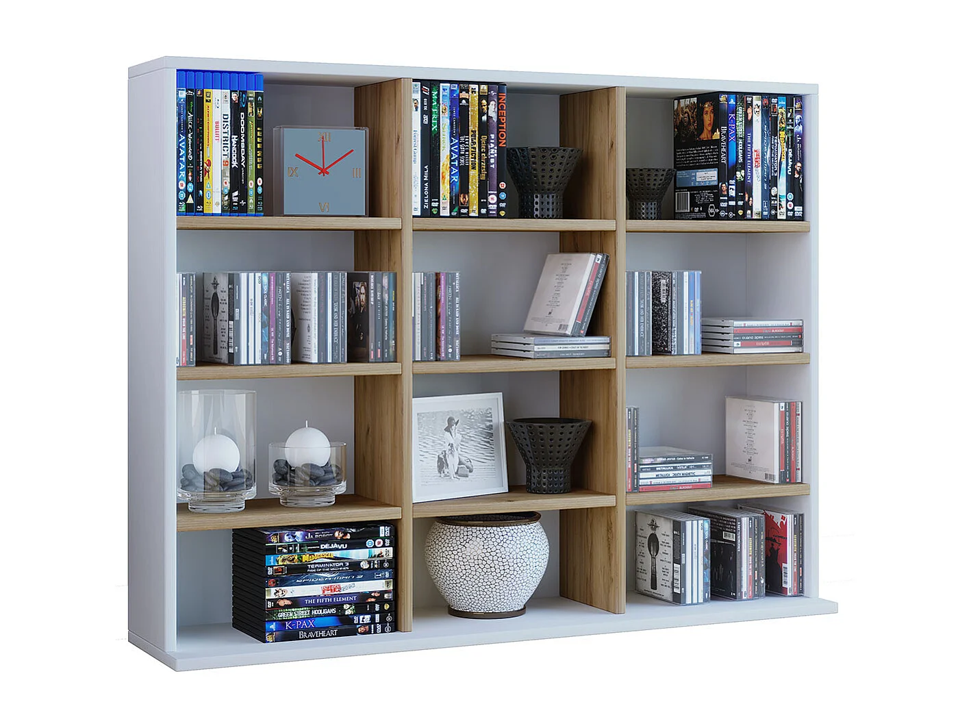 Stand Rack Megosa White / Honey oak H. 82 x W. 102 x D. 23 cm