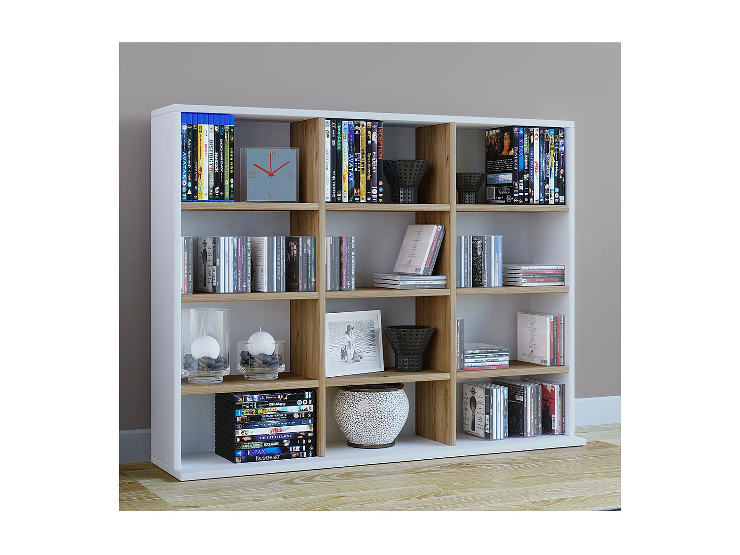 Stand Rack Megosa White / Honey oak H. 82 x W. 102 x D. 23 cm