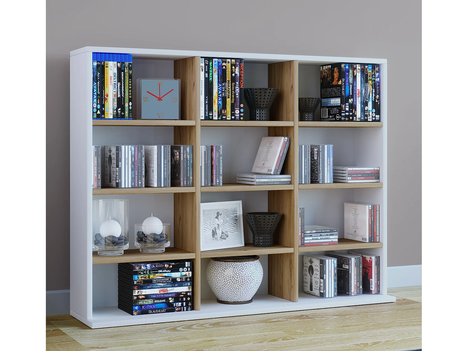 Stand Rack Megosa White / Honey oak H. 82 x W. 102 x D. 23 cm