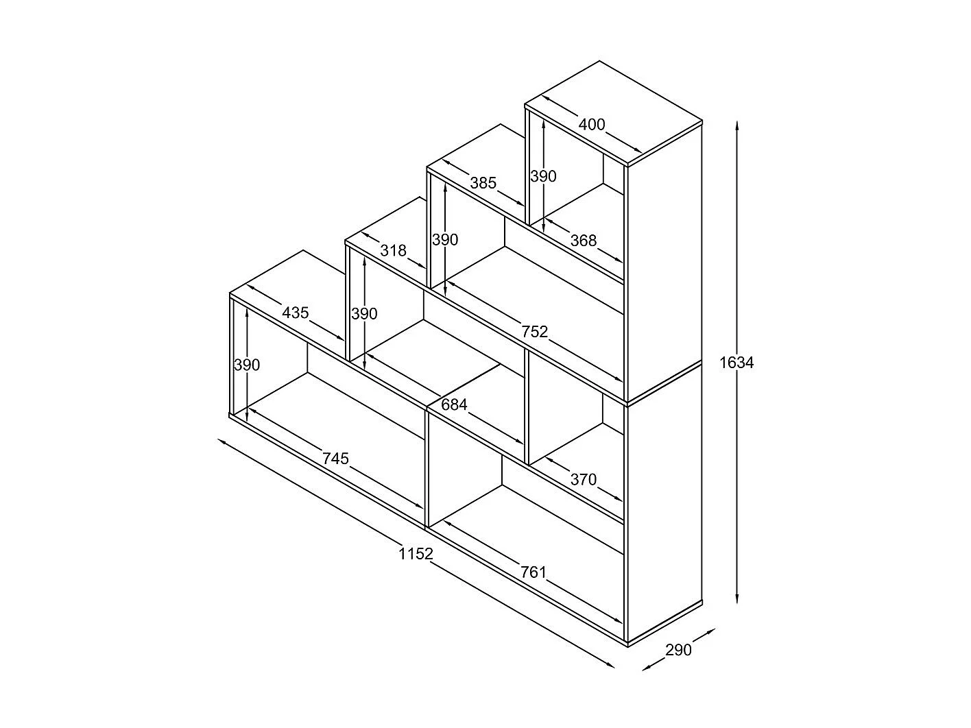 Stand Rack Dubila Book H. 163 x W. 155 x D. 29 cm