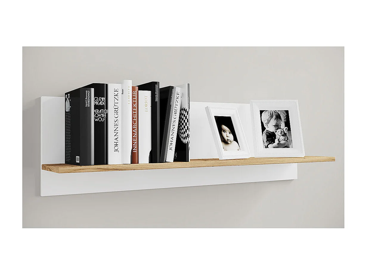 Wall Rack Usilo White / Honey oak H. 30 x W. 102 x D. 20 cm