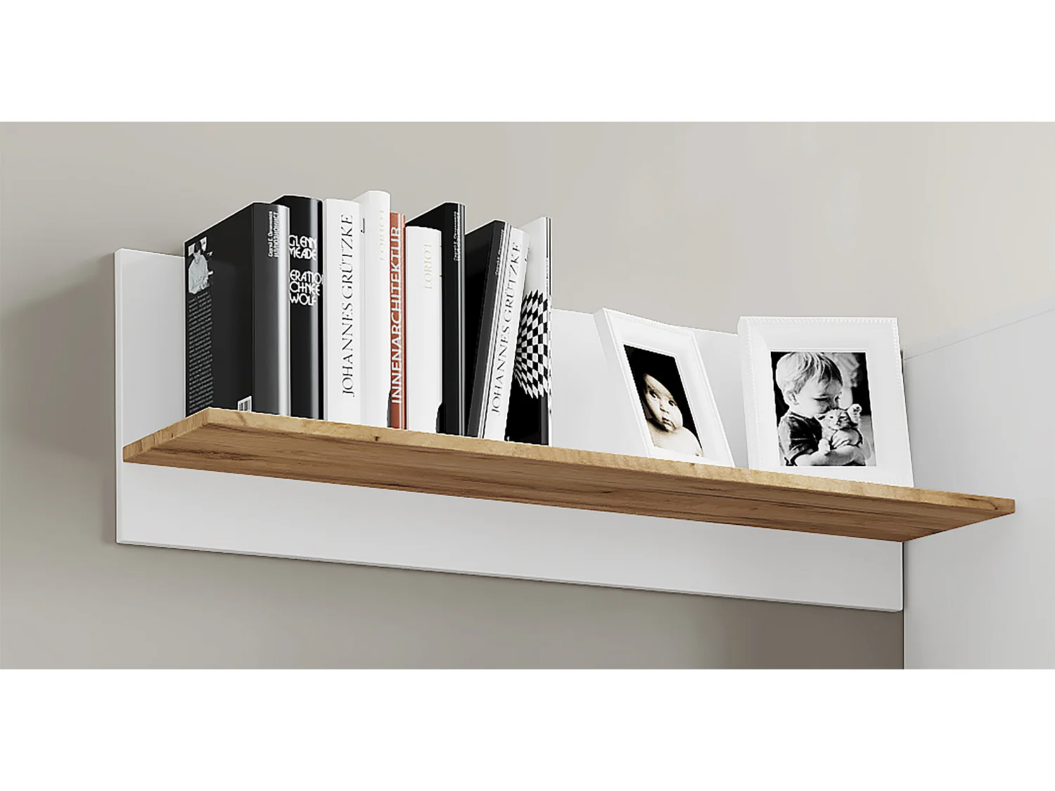 Wall Rack Usilo White / Honey oak H. 30 x W. 102 x D. 20 cm