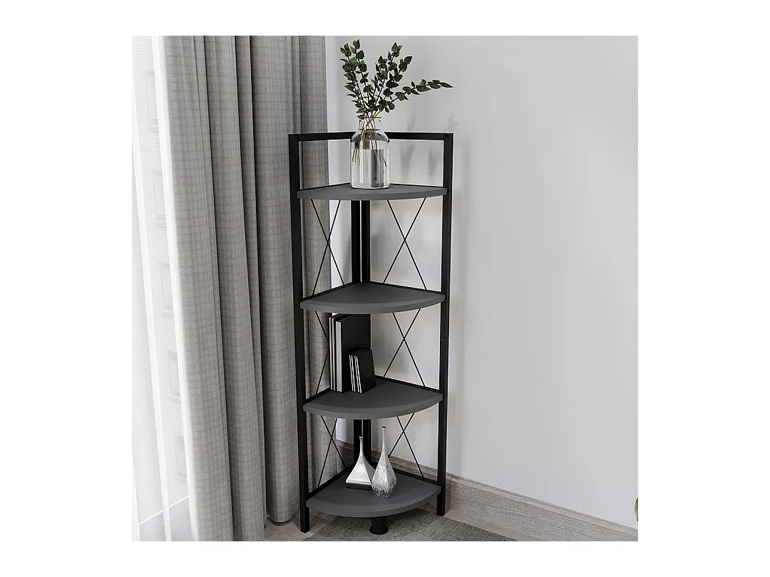 Metal Wood Corner Shelf Books Insasi 4x