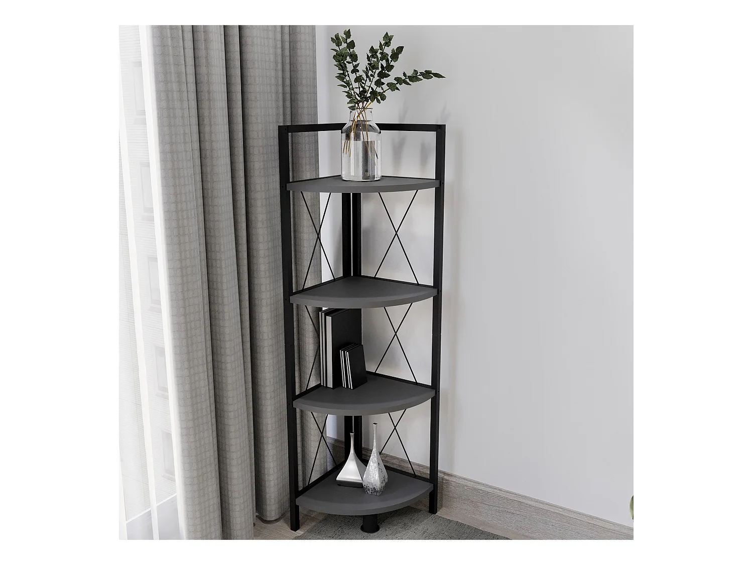 Metal Wood Corner Shelf Books Insasi 4x