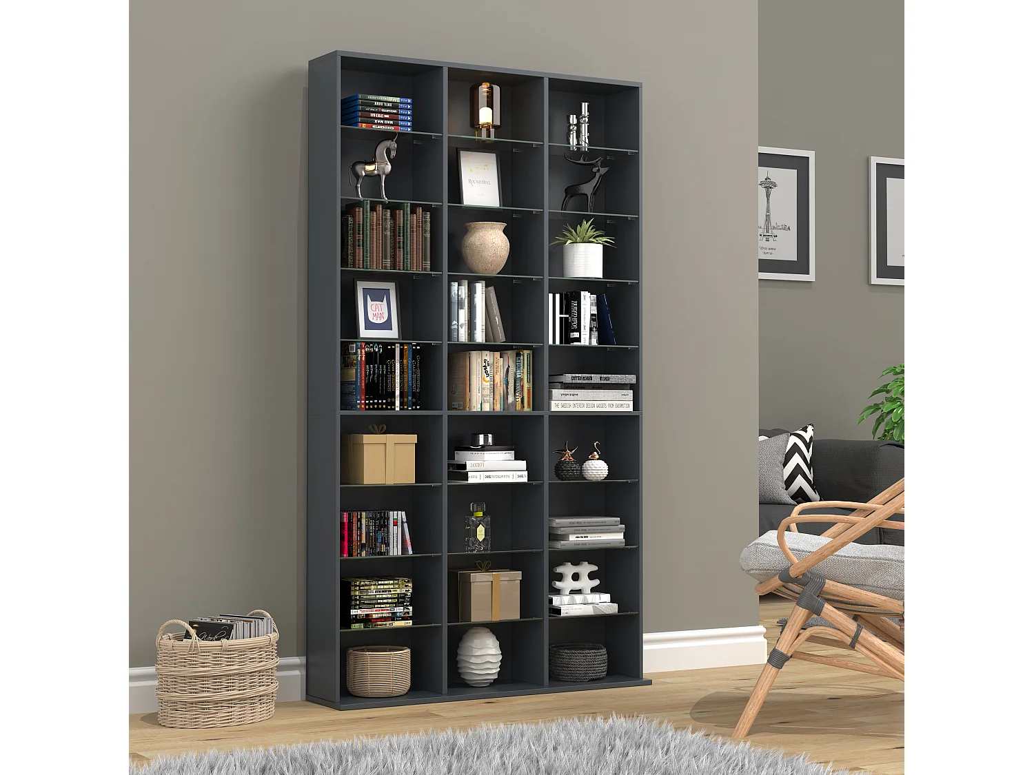 Stand Rack Zilas Anthracite H. 181 x W. 102 x D. 23 cm