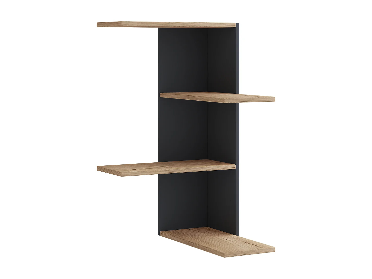 Wall Rack Balos Black / Honey oak H. 77 x W. 45 x D. 45 cm
