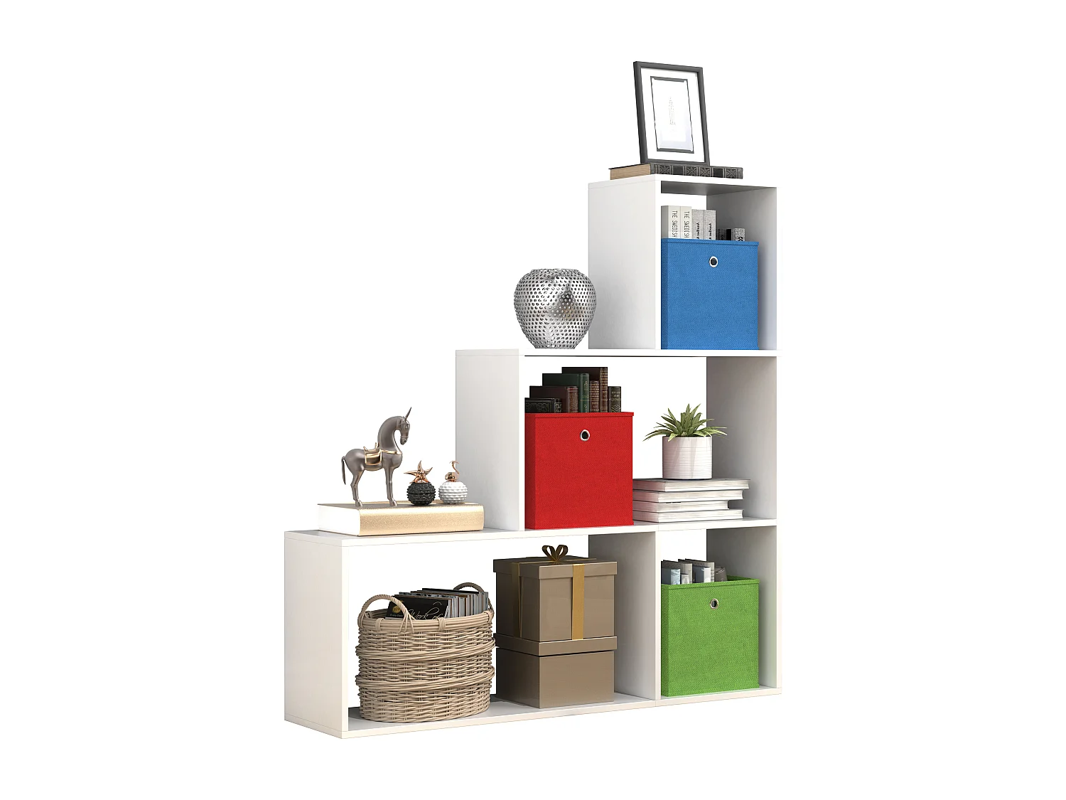 VCM Madeira Stand Stair Shelf Stepped Shelf Stand Shelf Room Divider Bookshelf Dubila M (Branco)