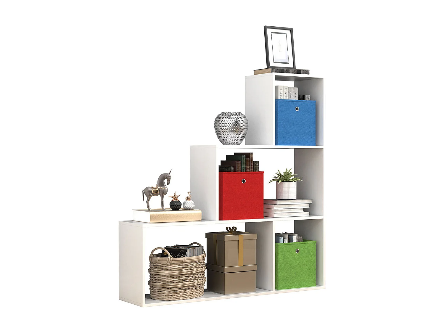 VCM Madeira Stand Stair Shelf Stepped Shelf Stand Shelf Room Divider Bookshelf Dubila M (Branco)