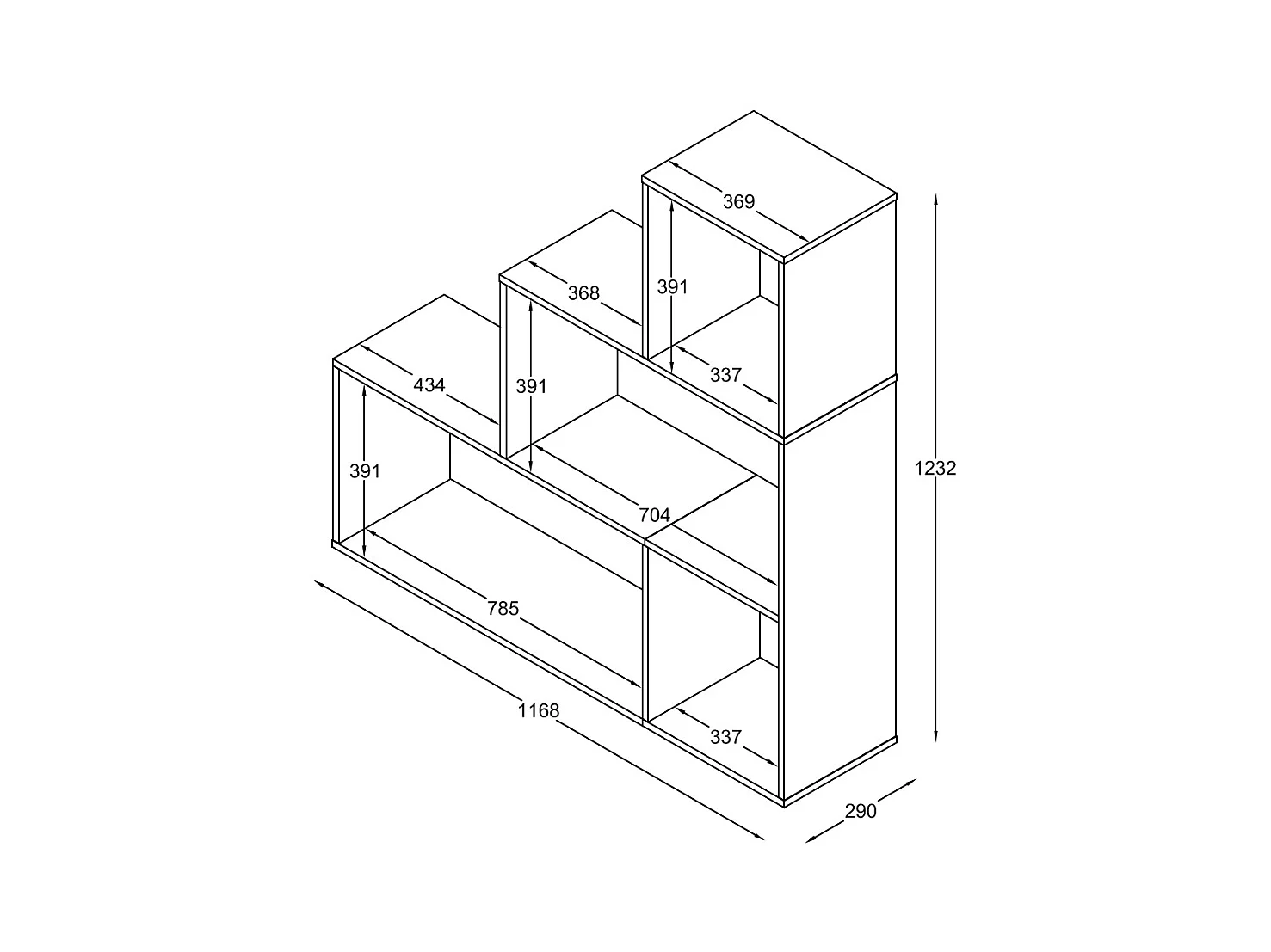 VCM Wood Stand Stair Shelf Stepped Shelf Shelf Room Divider Bookshelf Dubila M (Anthracite)
