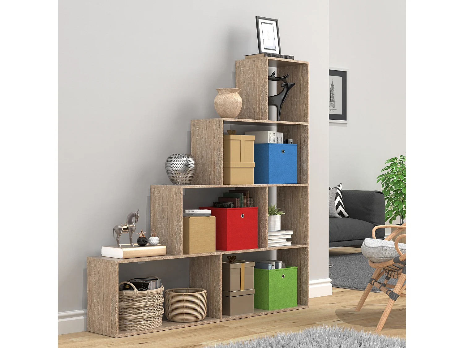 Stand Rack Dubila Sonoma Oak H. 163 x W. 155 x D. 29 cm