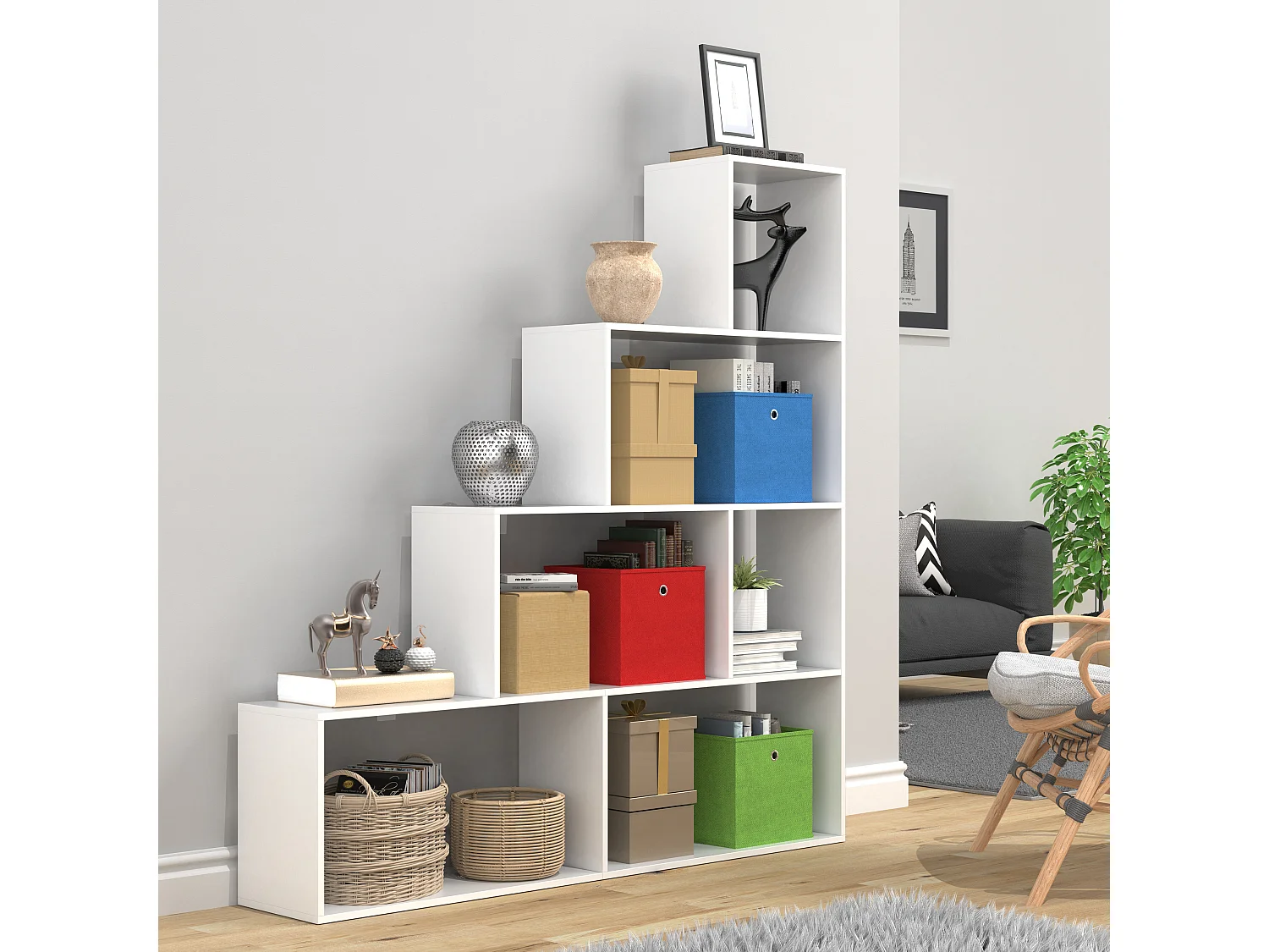 Holz Regal Raumteiler Standregal Bücher Dubila L