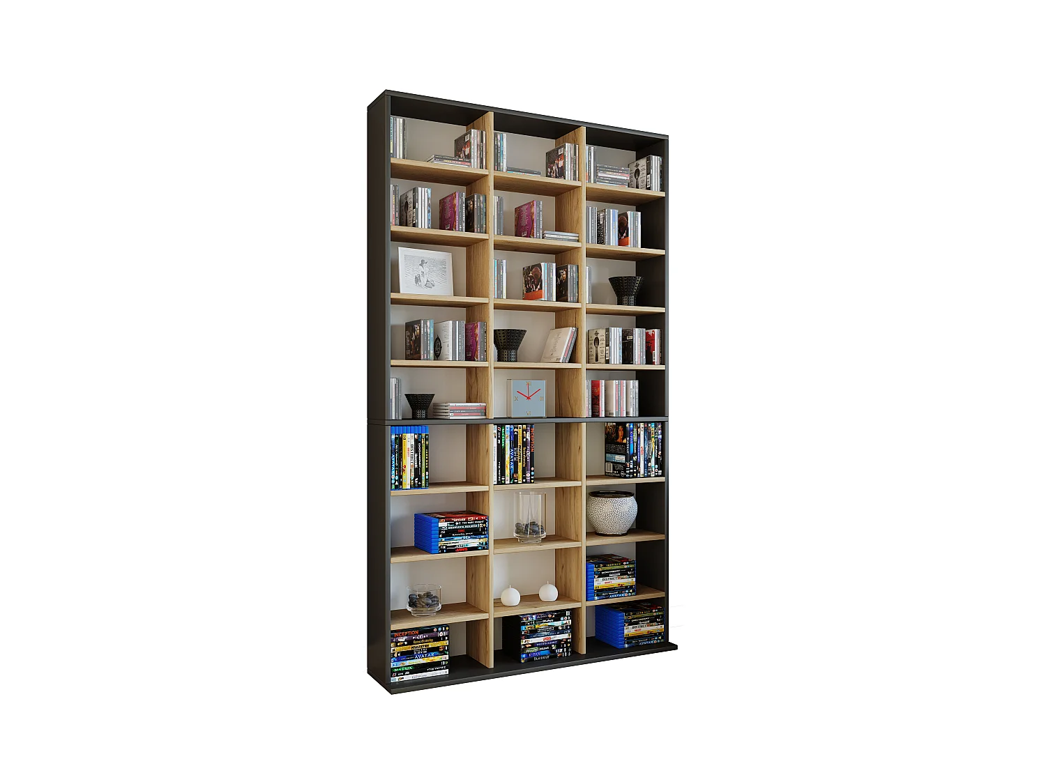 Stand Rack Megosa Anthracite / honey oak H. 181 x W. 102 x D. 23 cm