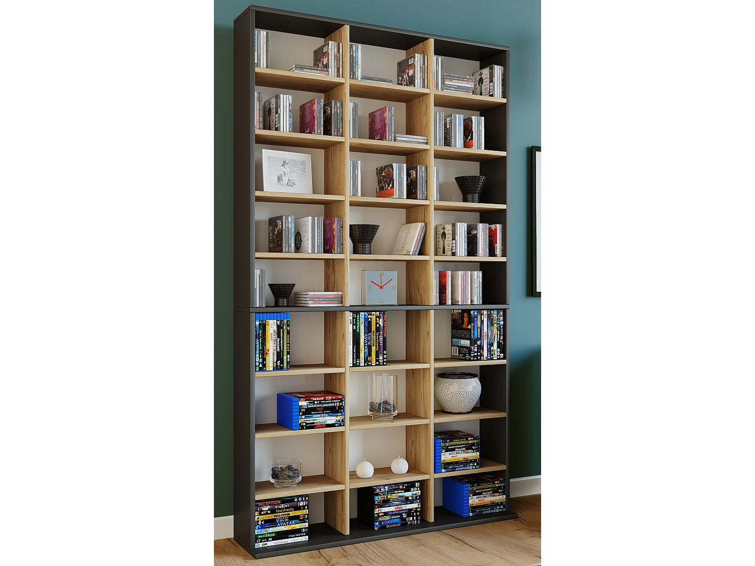 Stand Rack Megosa Anthracite / honey oak H. 181 x W. 102 x D. 23 cm