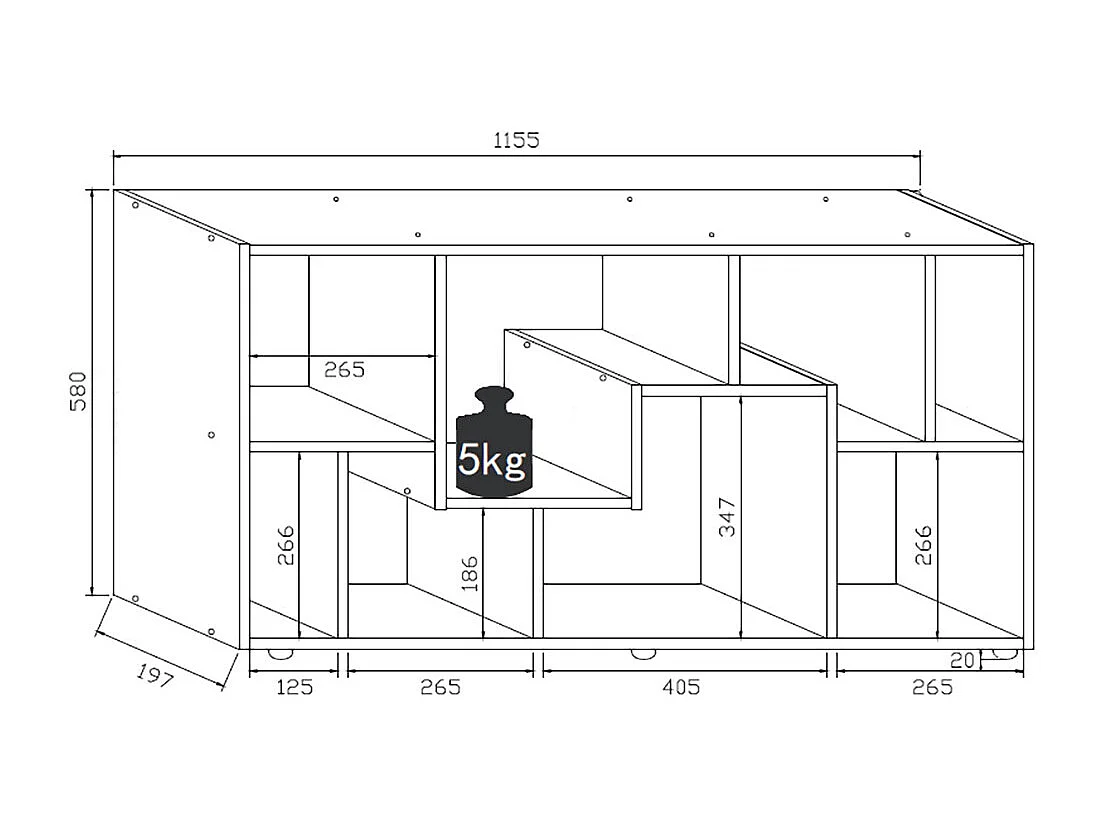 Holz Stand Regal Raumteiler Bücherregal Lanisa L