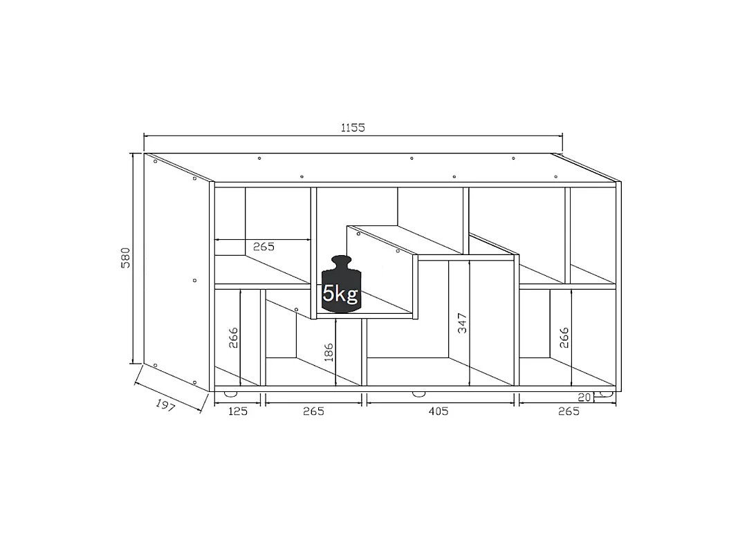 Holz Stand Regal Raumteiler Bücherregal Lanisa L