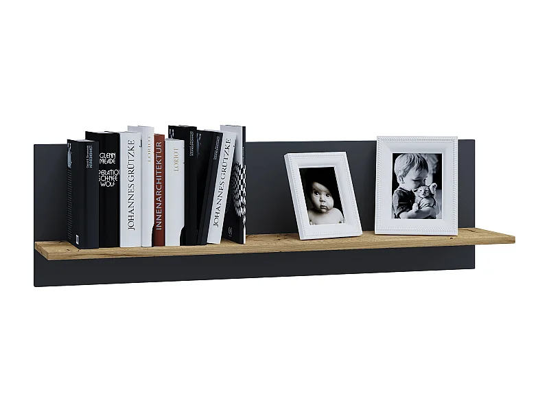 Wall Rack Usilo Anthracite / honey oak H. 30 x W. 102 x D. 20 cm