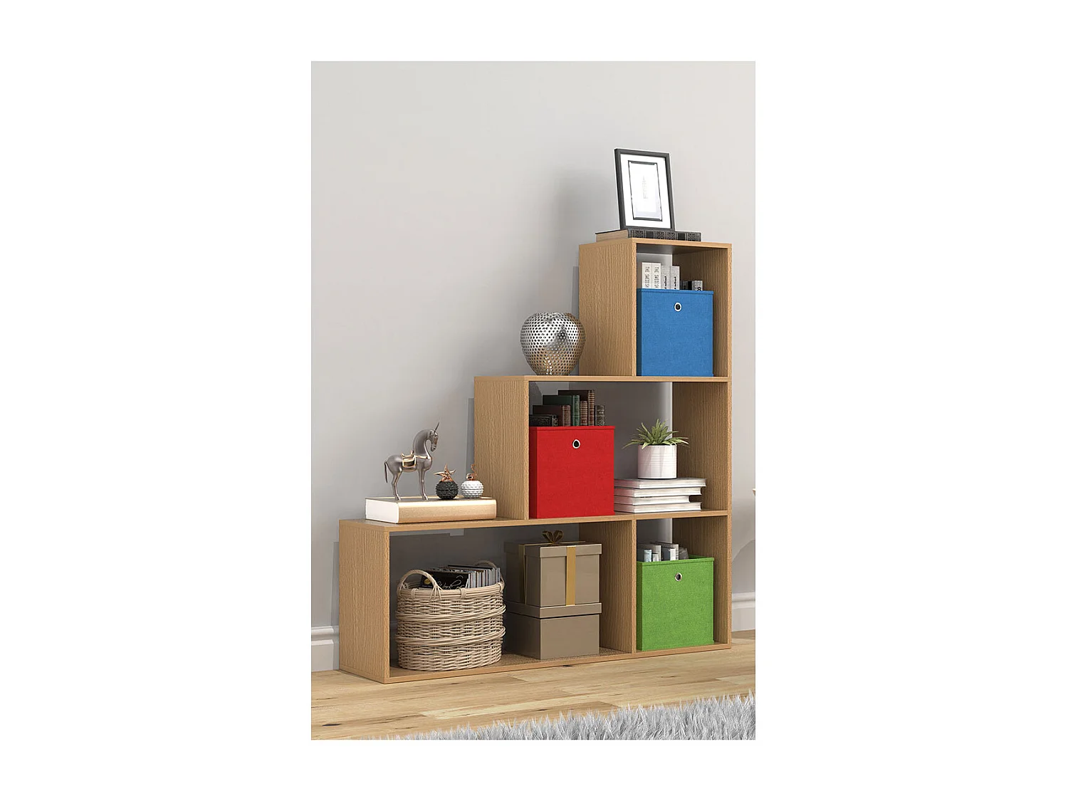 Wood Shelf Room Divider Książki Dubila M