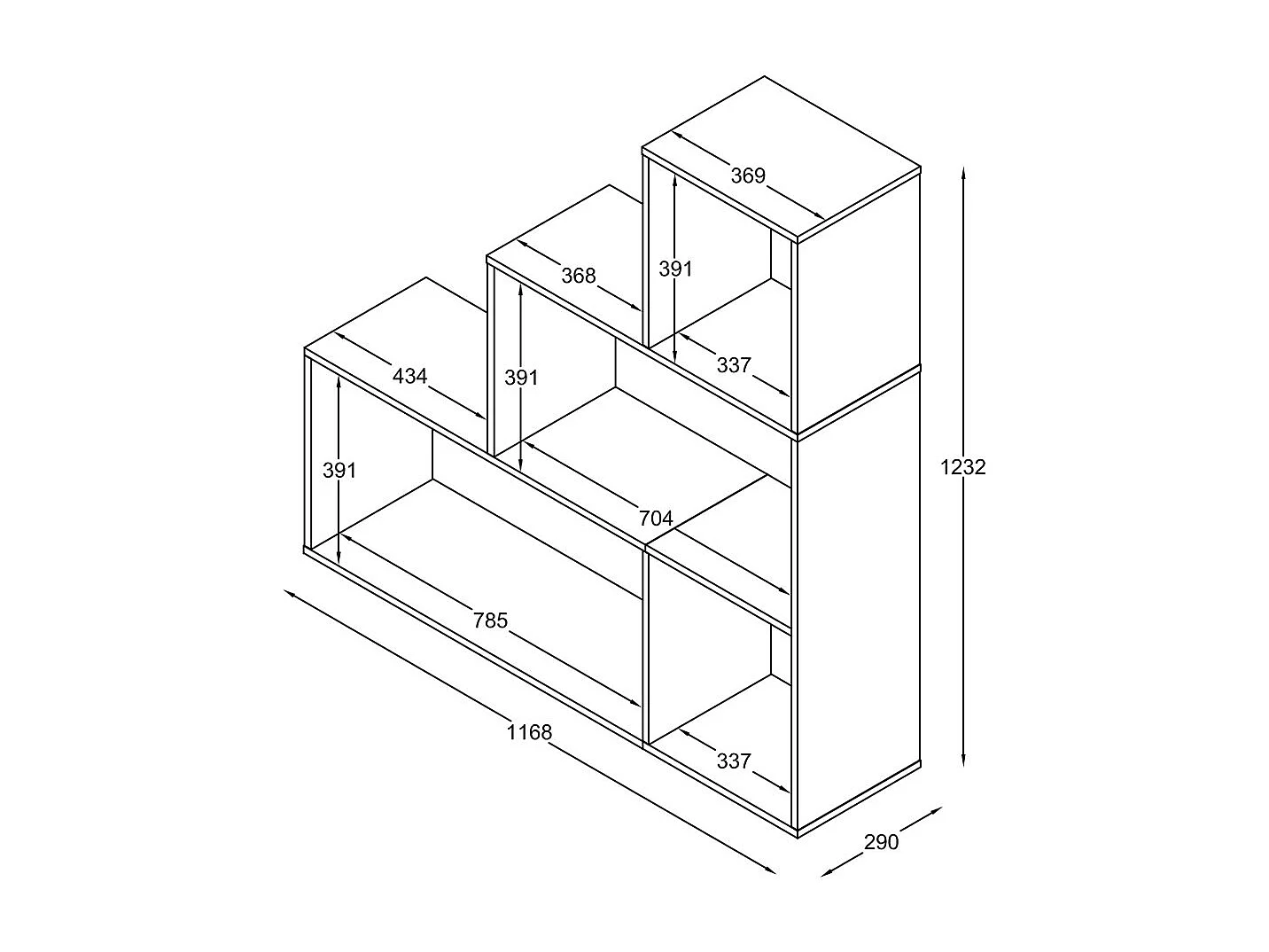 Stand Rack Dubila Book H. 123 x W. 117 x D. 29 cm