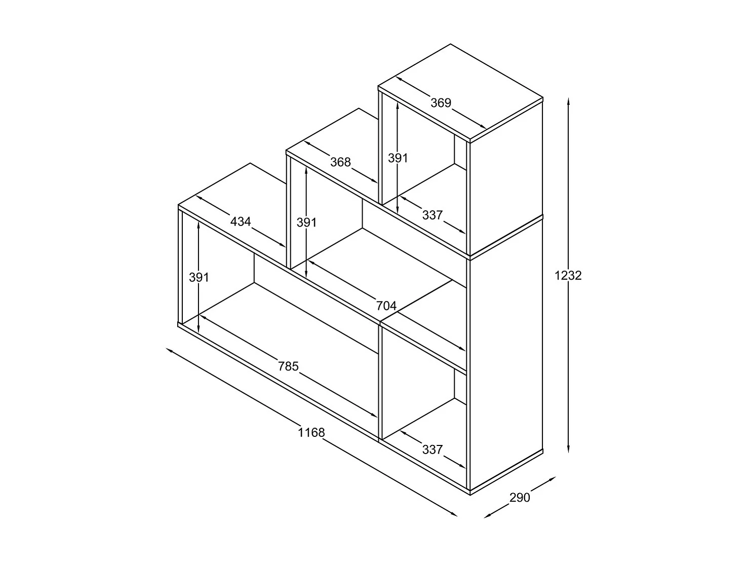 Stand Rack Dubila Book H. 123 x W. 117 x D. 29 cm