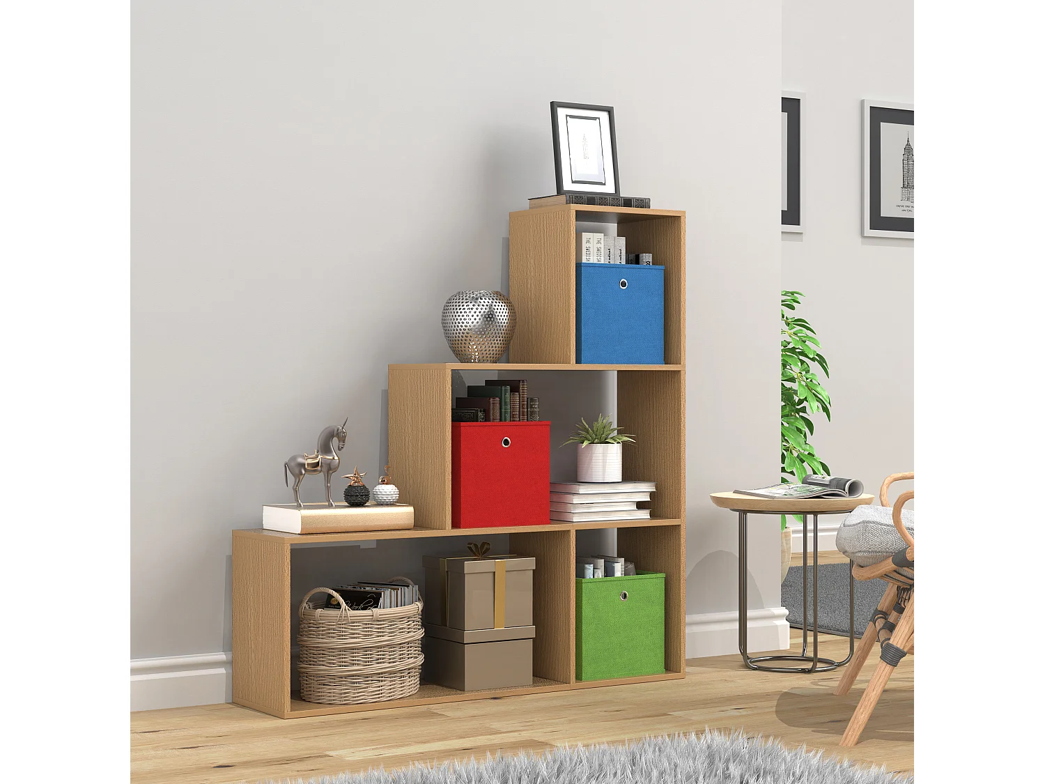 Holz Regal Raumteiler Standregal Bücher Dubila M