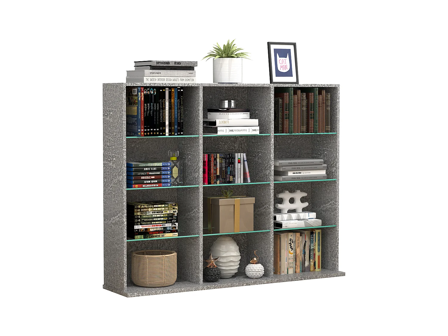 Stand Rack Zilas Concrete Optics H. 82 x W. 102 x D. 23 cm