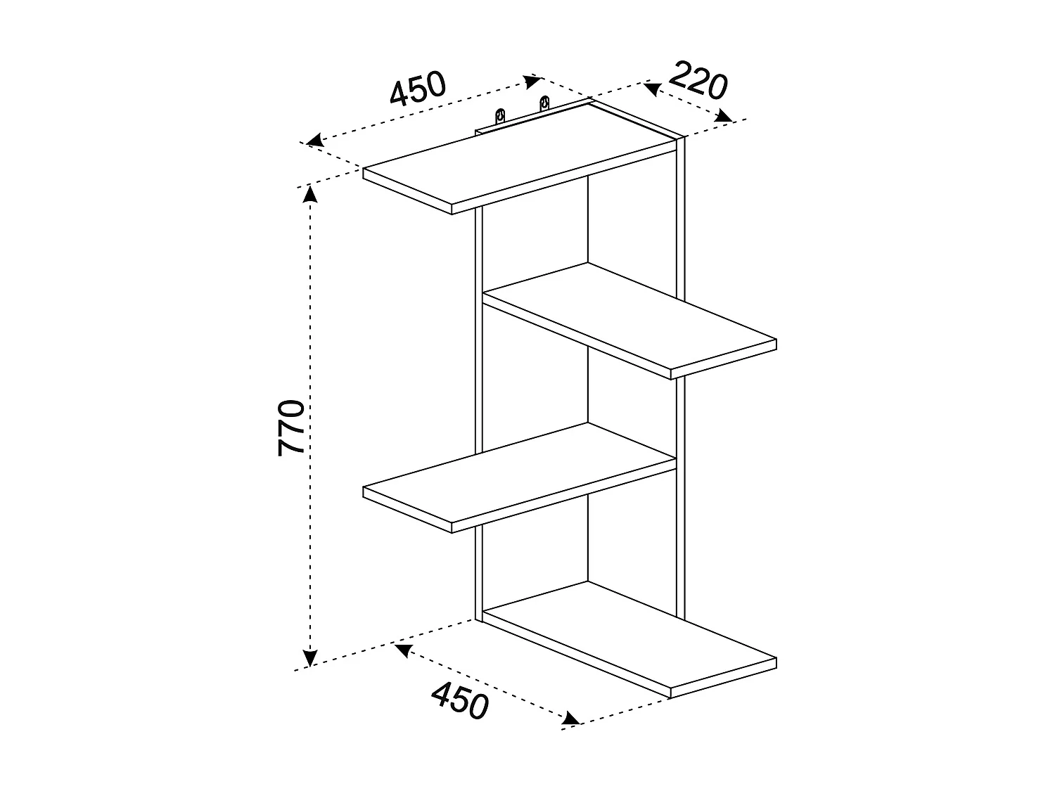 Wall Rack Balos White / Honey oak H. 77 x W. 45 x D. 45 cm