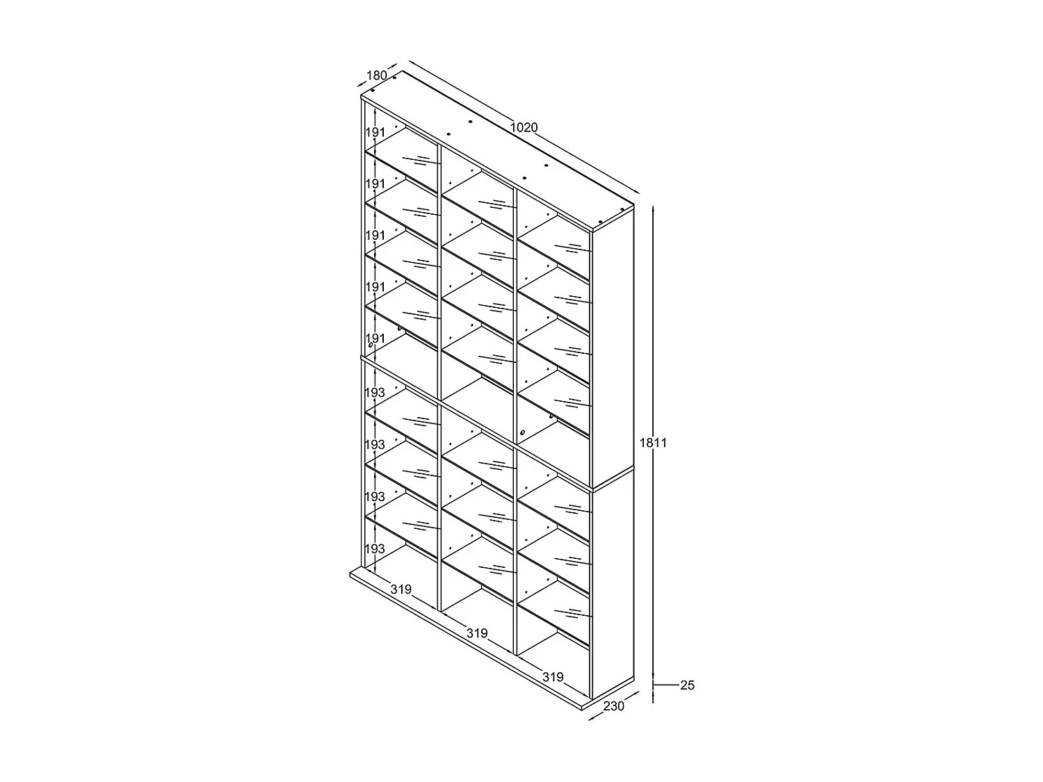 Stand Rack Zilas White H. 181 x W. 102 x D. 23 cm