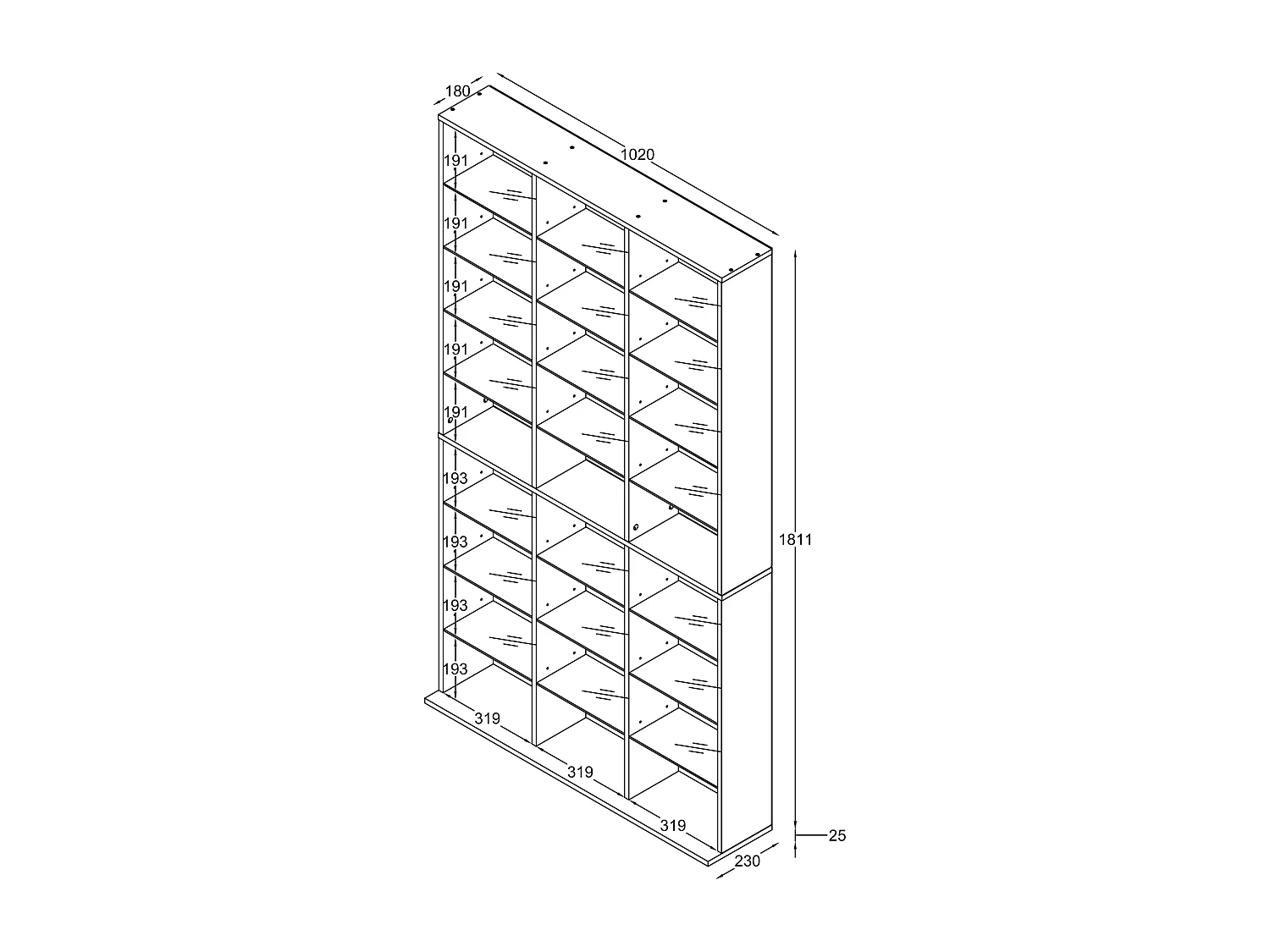 Stand Rack Zilas White H. 181 x W. 102 x D. 23 cm