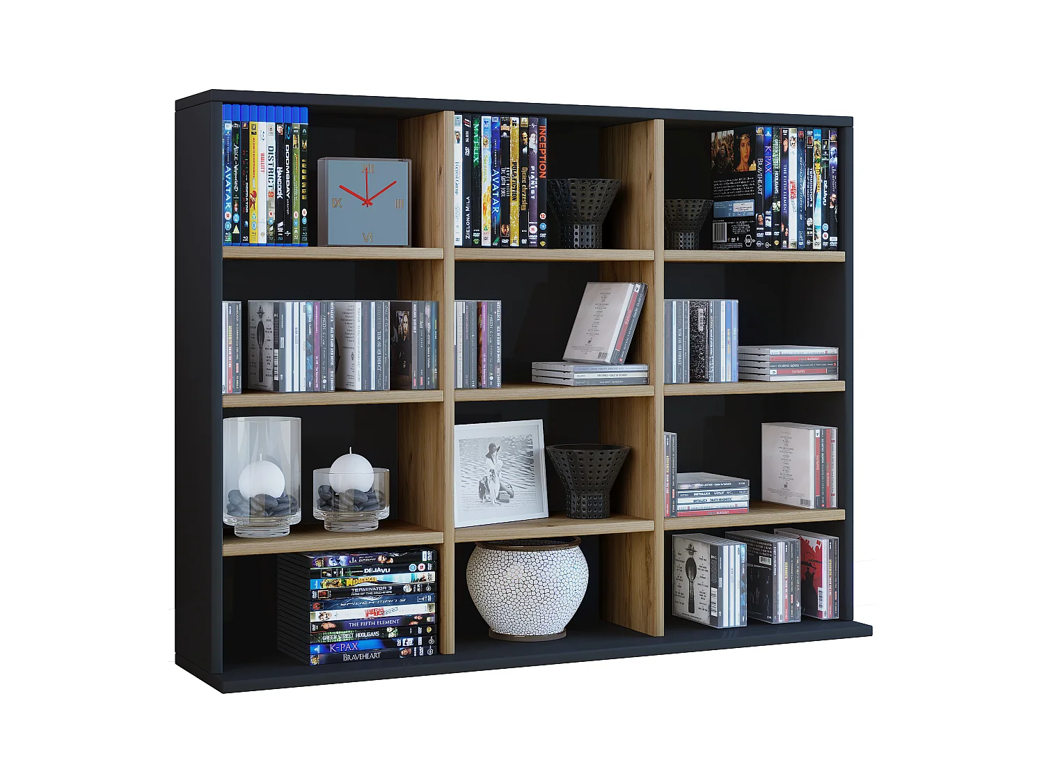 Stand Rack Megosa Anthracite / honey oak H. 82 x W. 102 x D. 23 cm