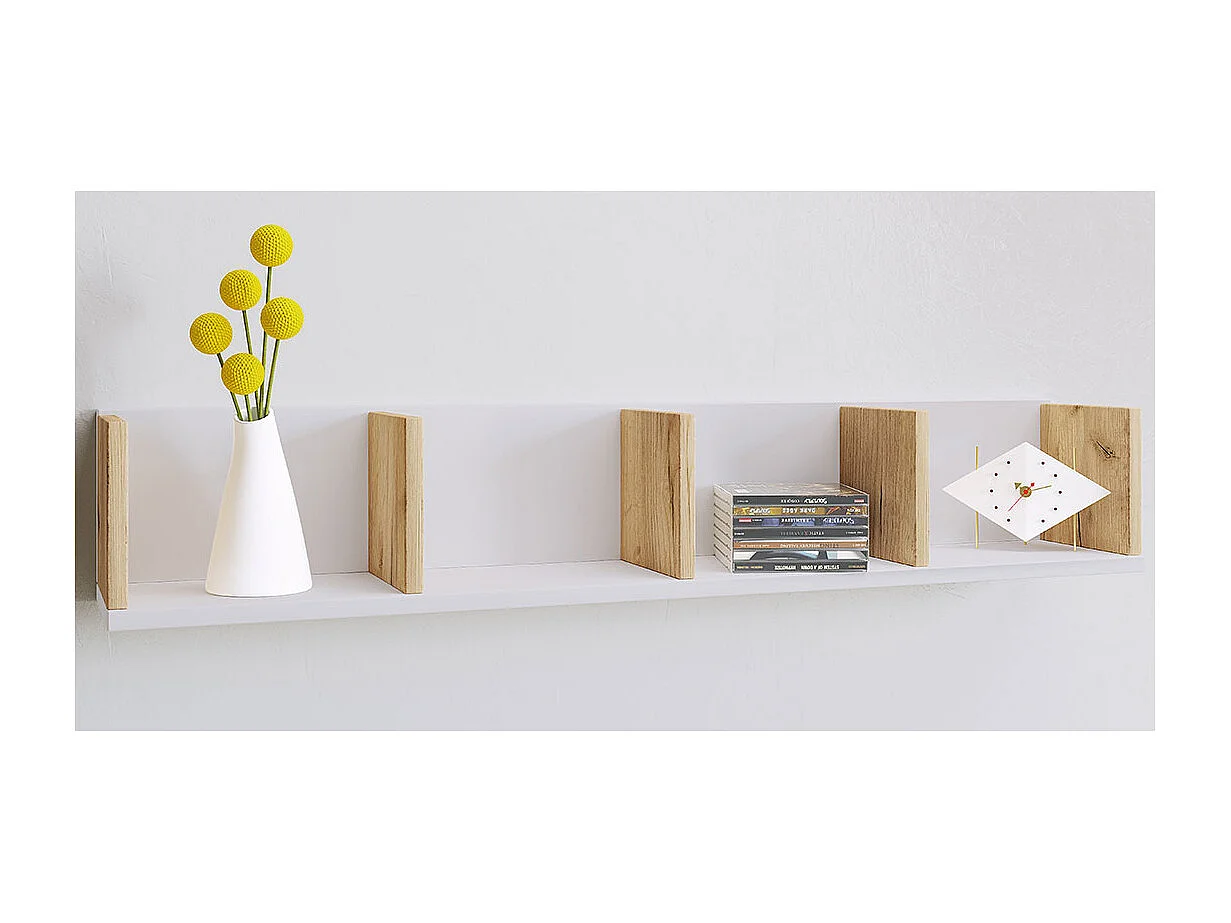 Wall Rack Honsa White / Honey oak H. 15 x W. 97 x D. 17 cm
