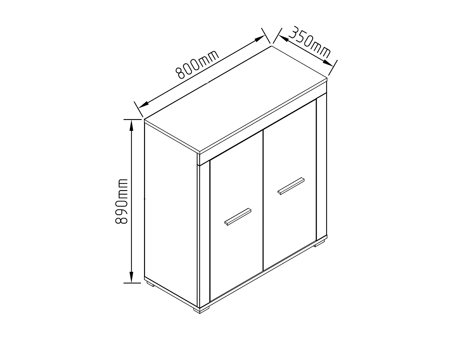 Chest of drawers & sideboards Usilo White / Honey oak H. 89 x W. 80 x D. 35 cm