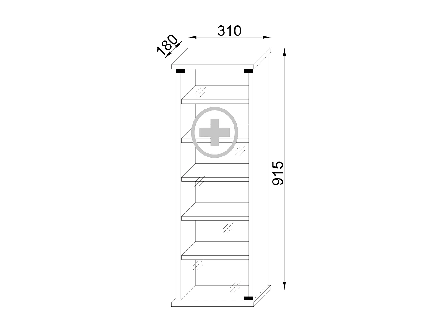 Medical cabinet Omal Sonoma Oak H. 92 x W. 31 x D. 18 cm