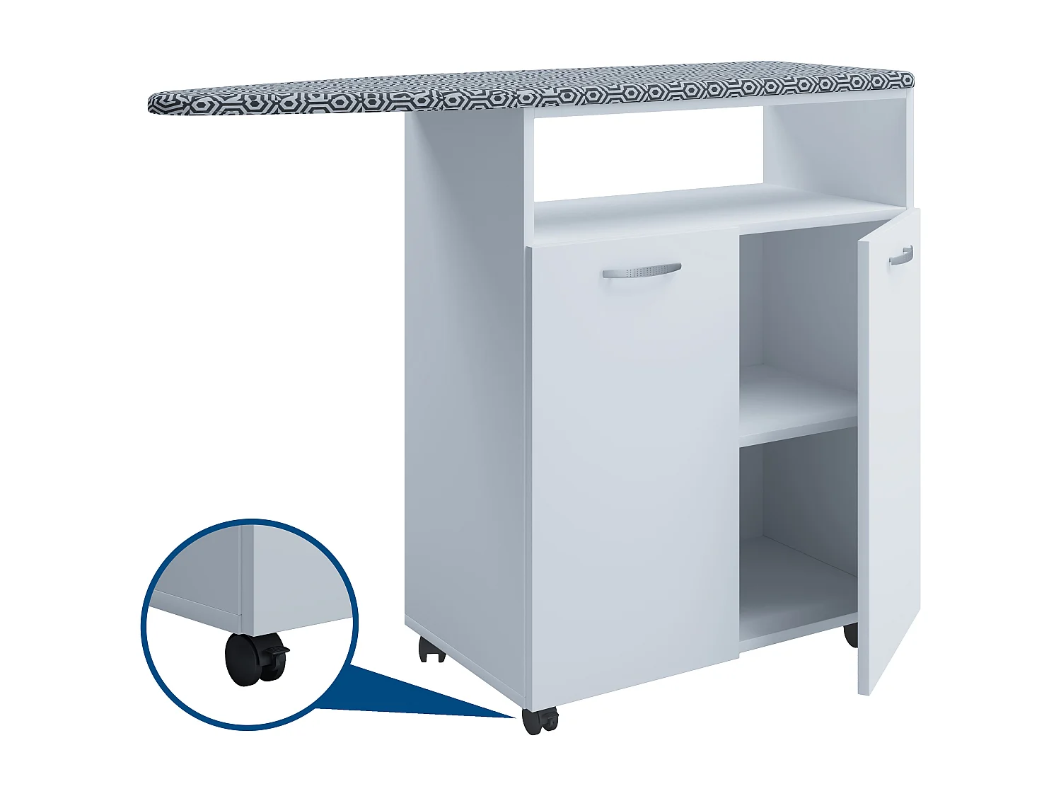 Holz Bügelbrett Kommode Sideboard Rollen Bigilo